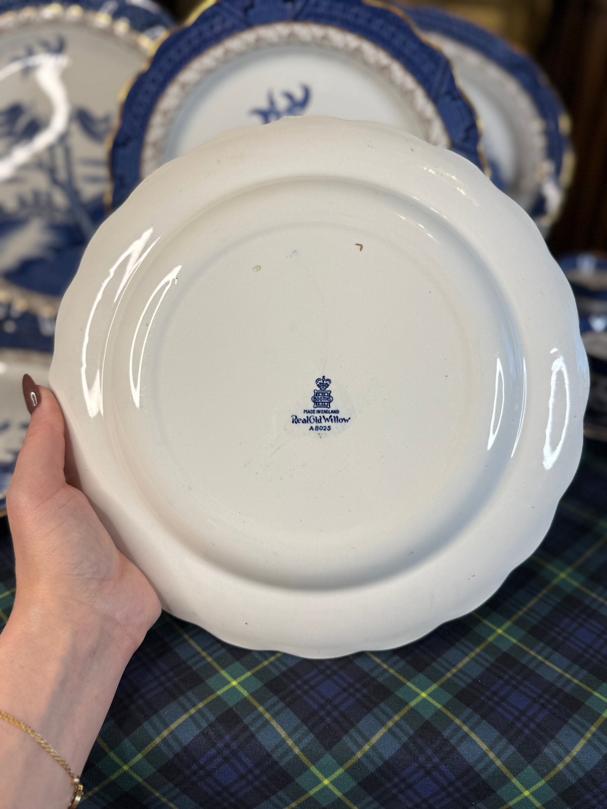 Vintage Booths Real Old Willow Chop Plate | A8025 | 11.5” Round Serving Platter | Made in England
