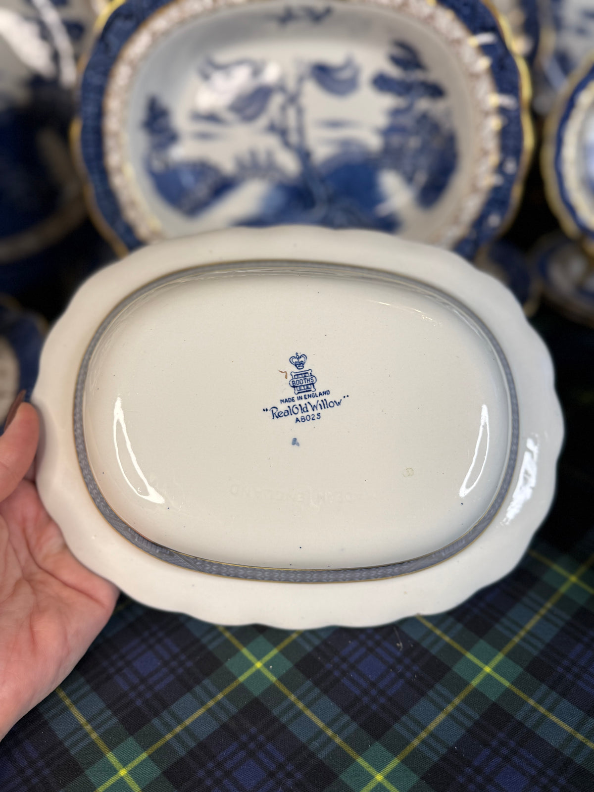 Vintage Booths Real Old Willow Oval Serving Dish | A8025 | 8.75” × 6.75”