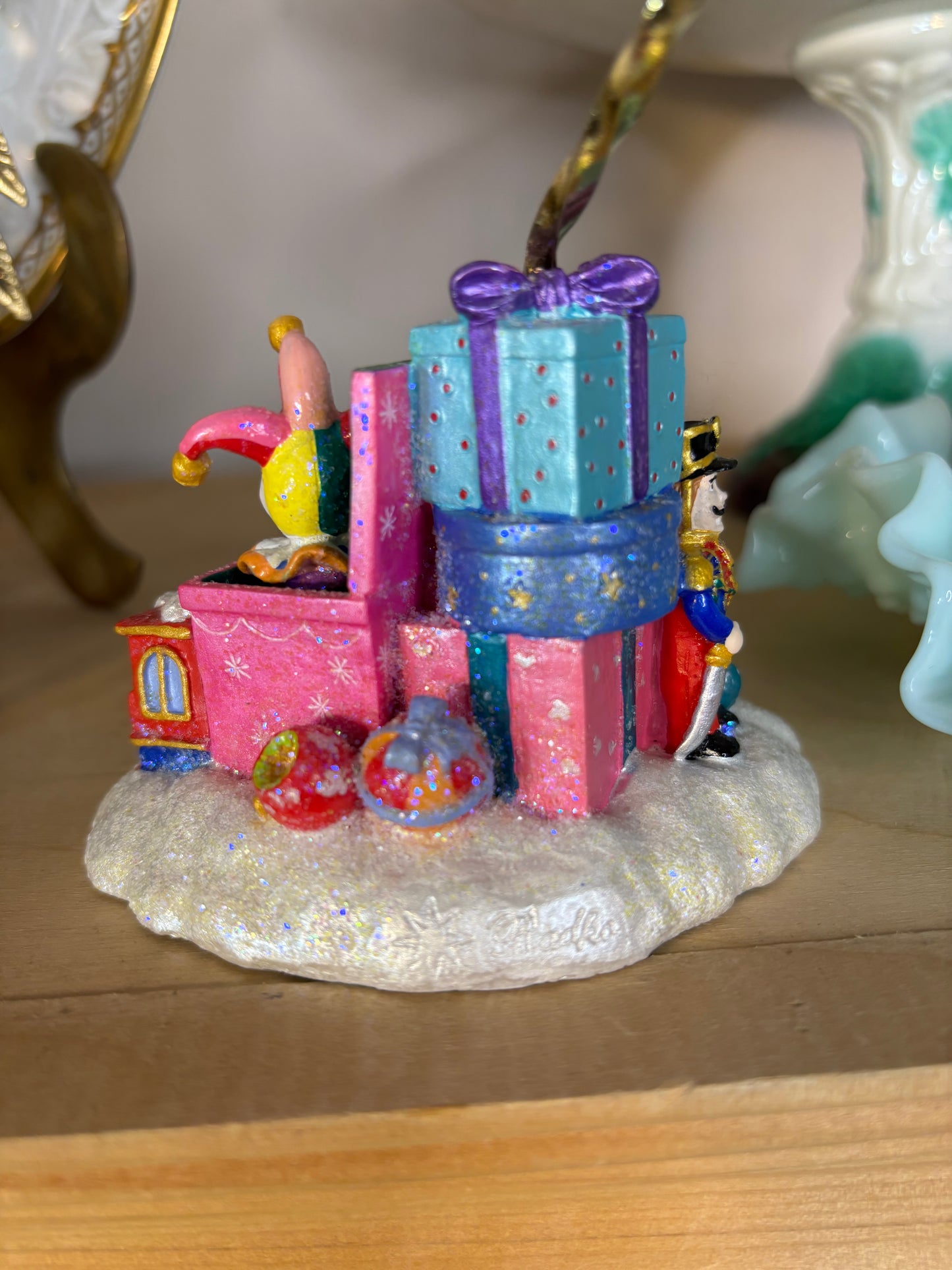 Radko ornament stand with toy box decor!