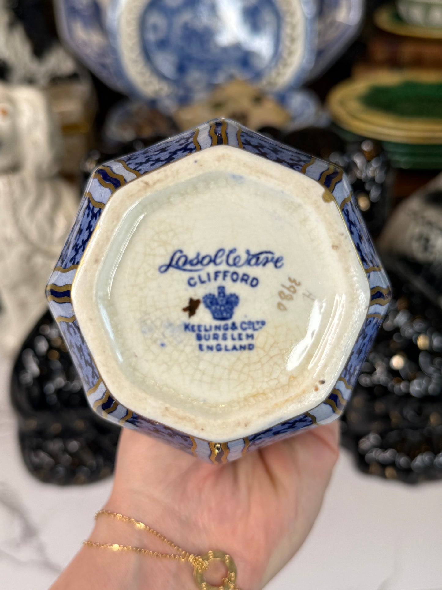 Pair of Antique Keeling & Co. Losol Ware Vases | Circa 1910 | Large 10"H, Small 6.5"H | Style DA4460