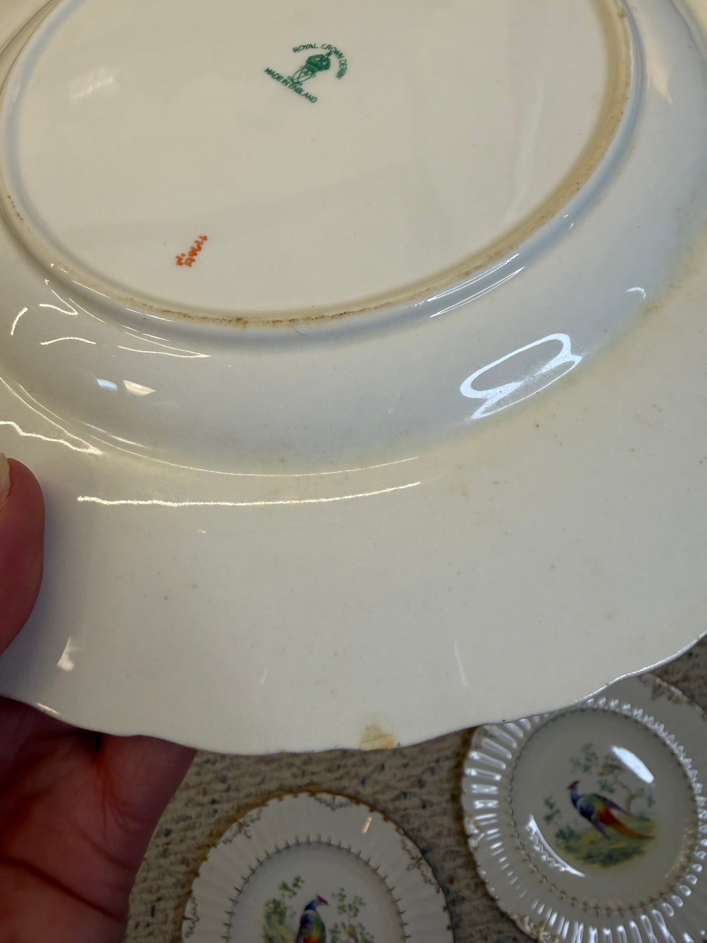 Gorgeous Royal Crown Derby Lowestoft Pheasant plates set of 6! As is!