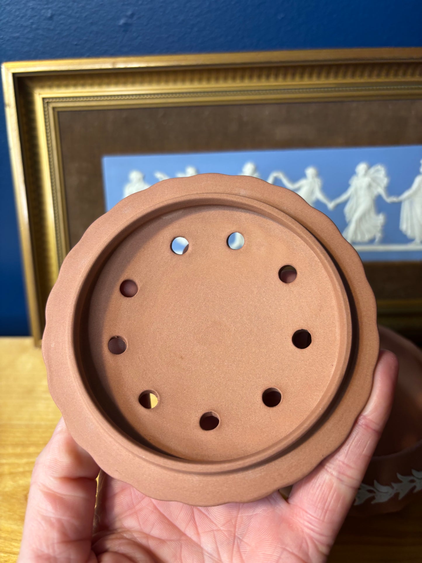 Wedgwood Jasperware terracotta potpourri lidded dish!