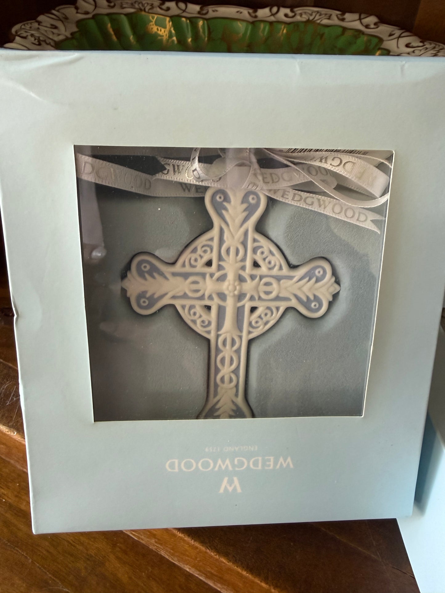 Vintage Wedgwood Jasperware Cross Christmas Ornament