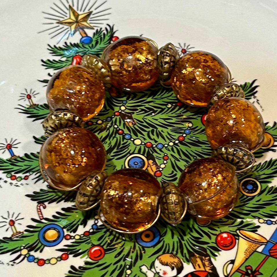 Warm rich set of 12 beaded jewel tone napkin ring holders