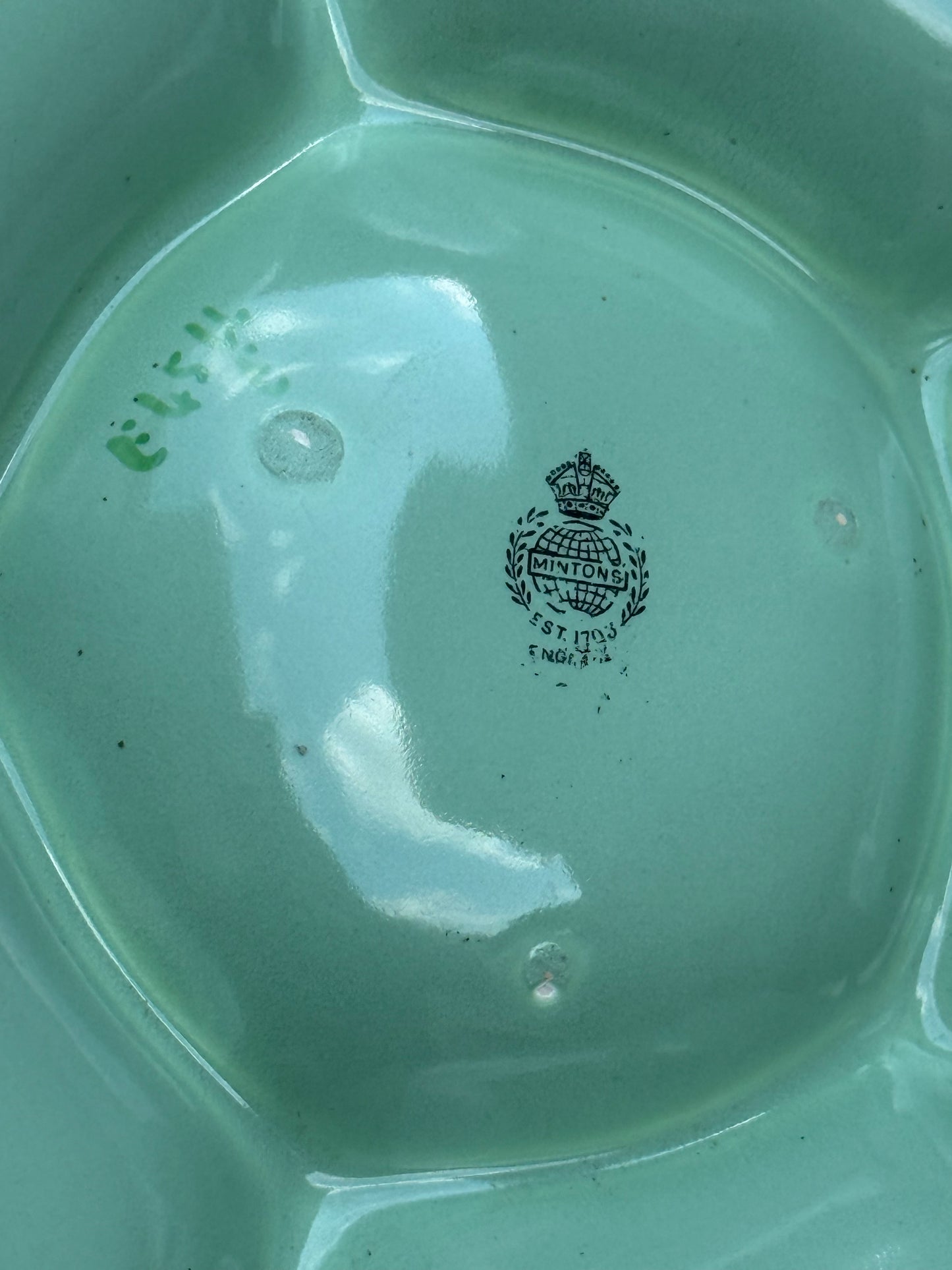 Rare Minton Majolica Green Cabbage 5-Sectional Serving Dish | 10.5” – No Chips or Cracks