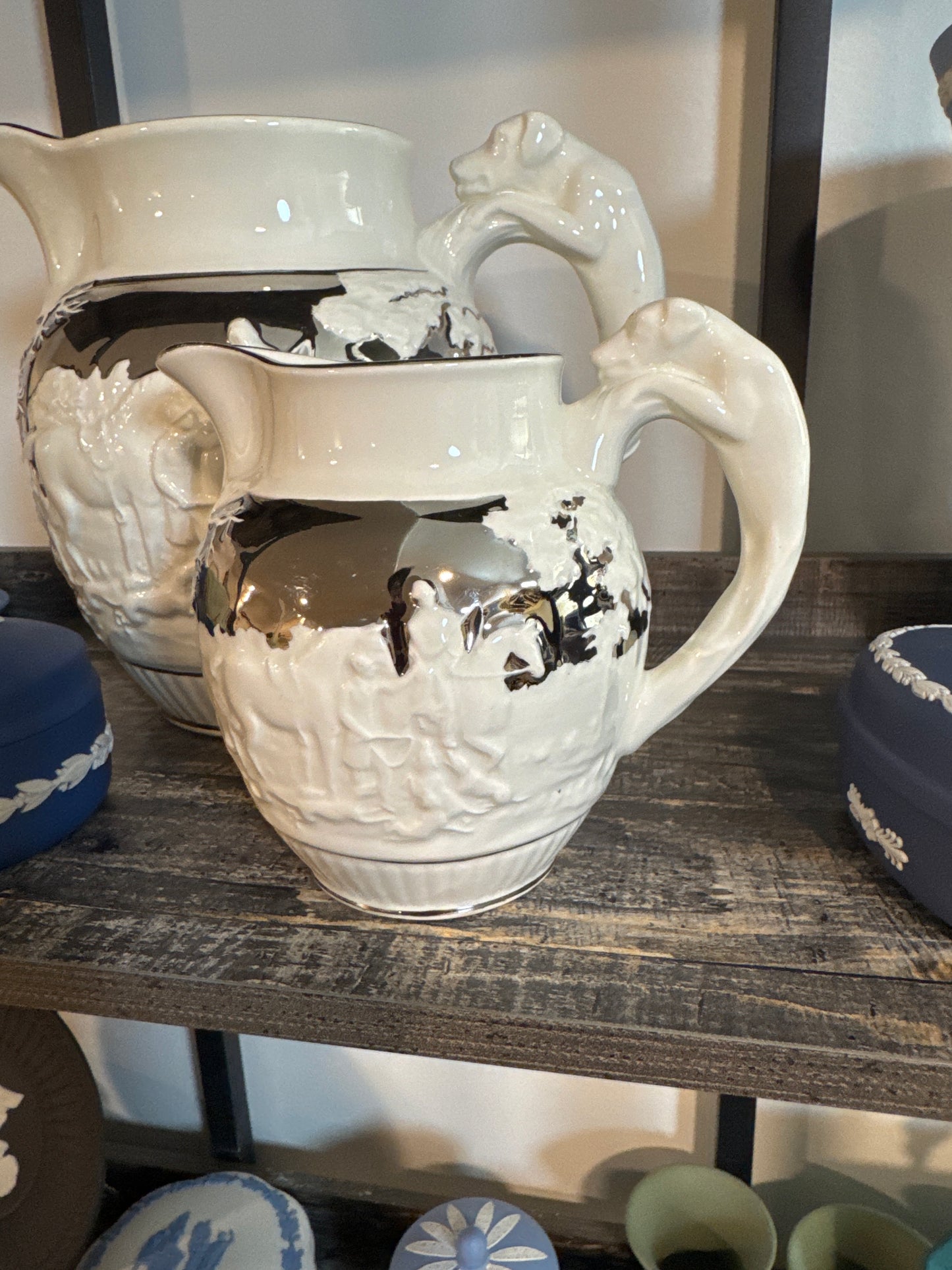 Wedgwood vintage jasper ware hunting scene white small pitcher