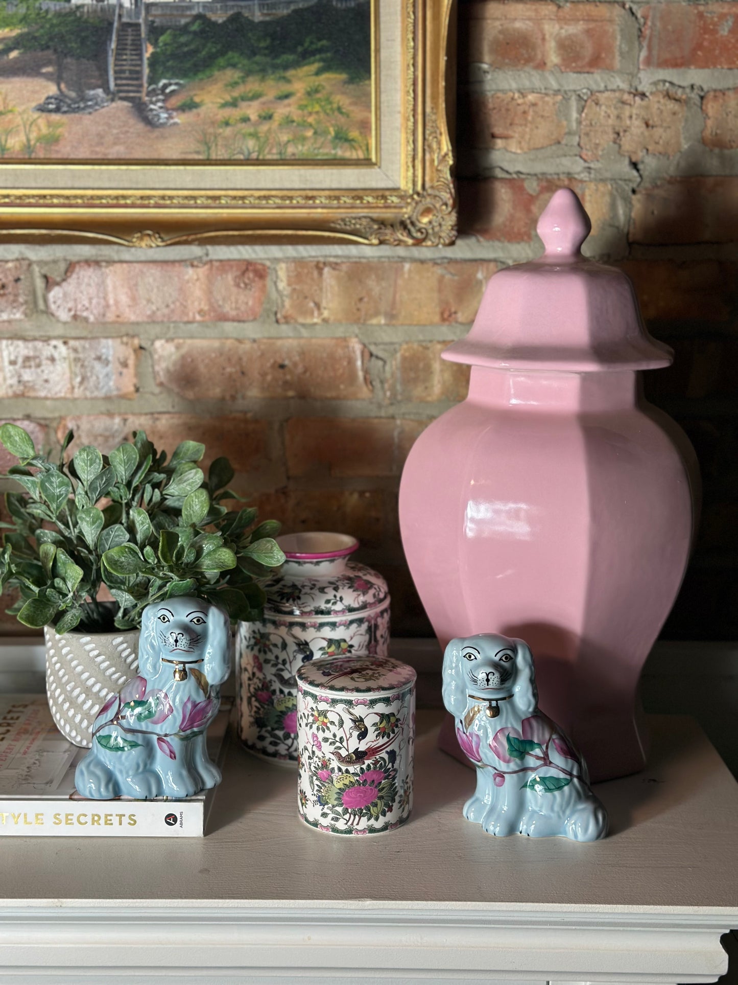 Porcelain Powder Blue Pair, Staffordshire- Style, 5" Tall