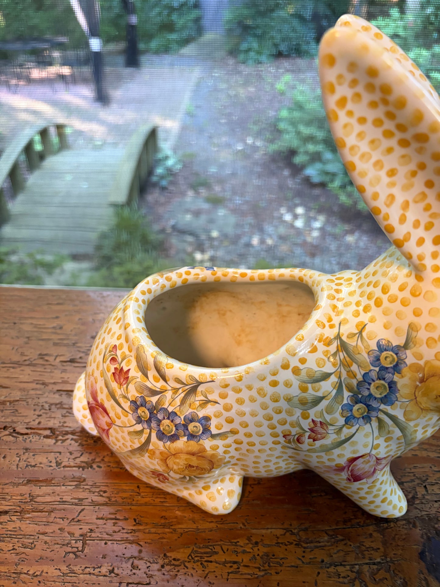 Reserved! Mackenzie-Childs rabbit planter!