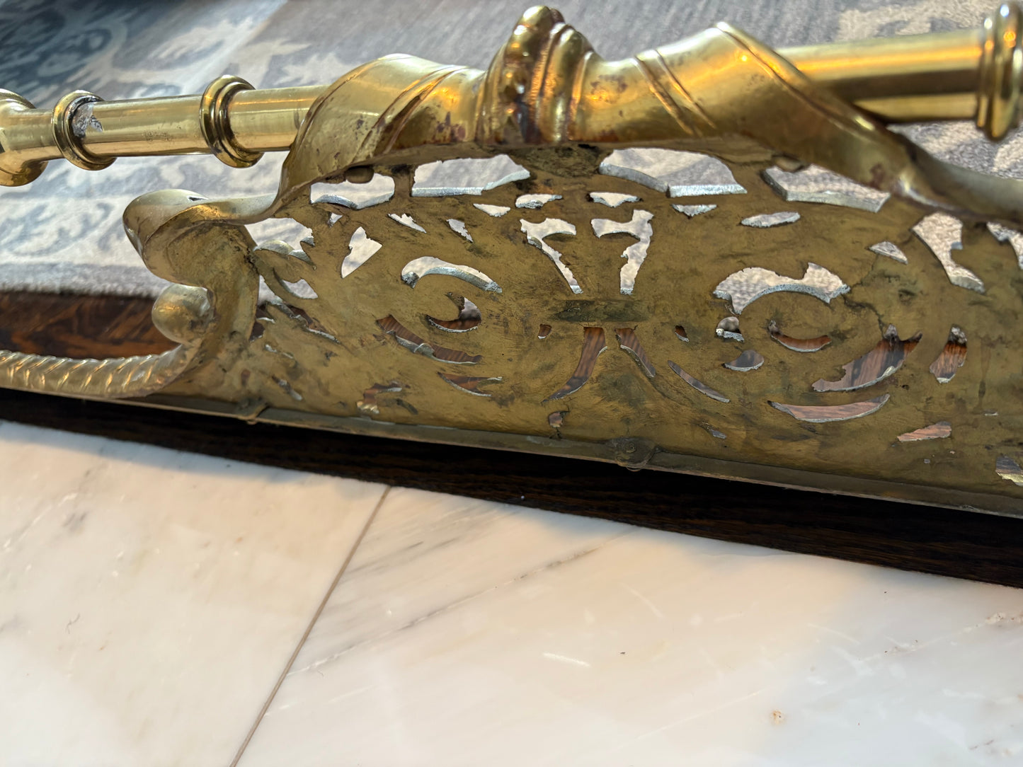 Large Brass Fireplace Fender