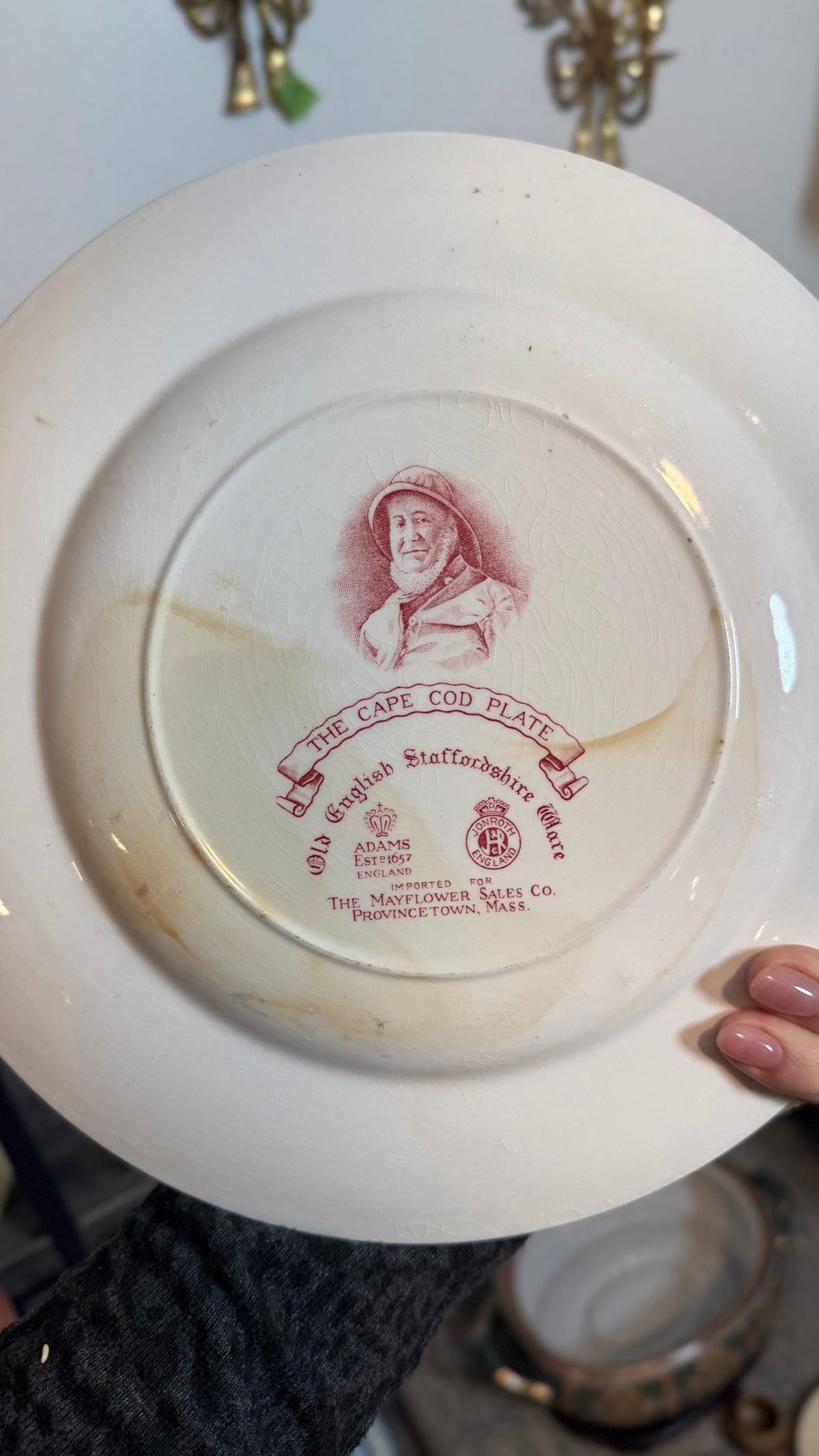 Vintage Cape Cod Souvenir Plate – Red Transferware Staffordshire England