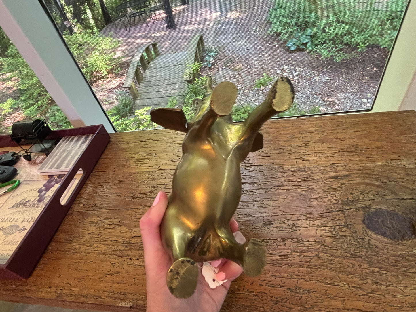 Beautiful brass elephant with trunk up!