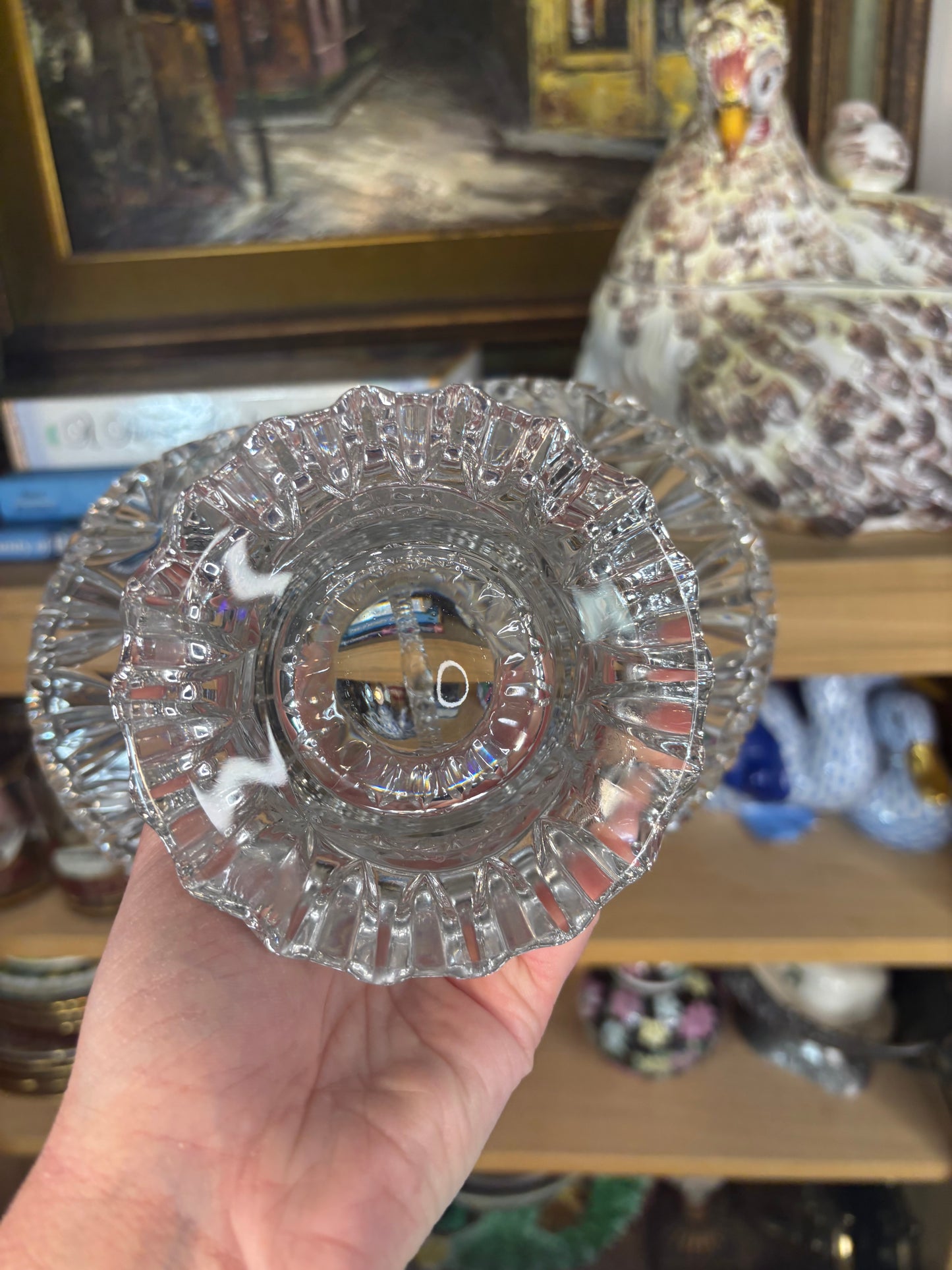 Vintage Hofbauer "Byrdes" Collection crystal basket with cut crystal and bird designs!