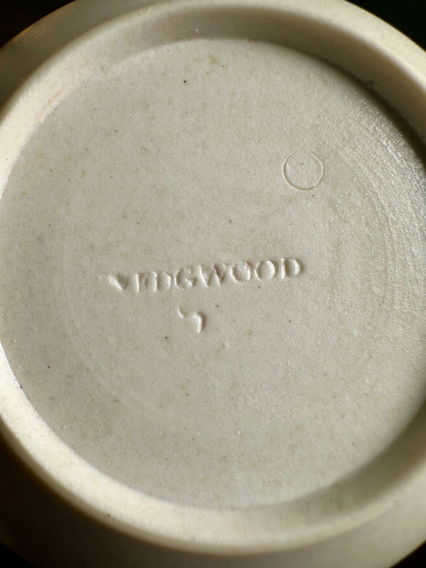 Antique Wedgwood Smear-Glazed Stoneware Teacup with Lavender Sprigged Grapes