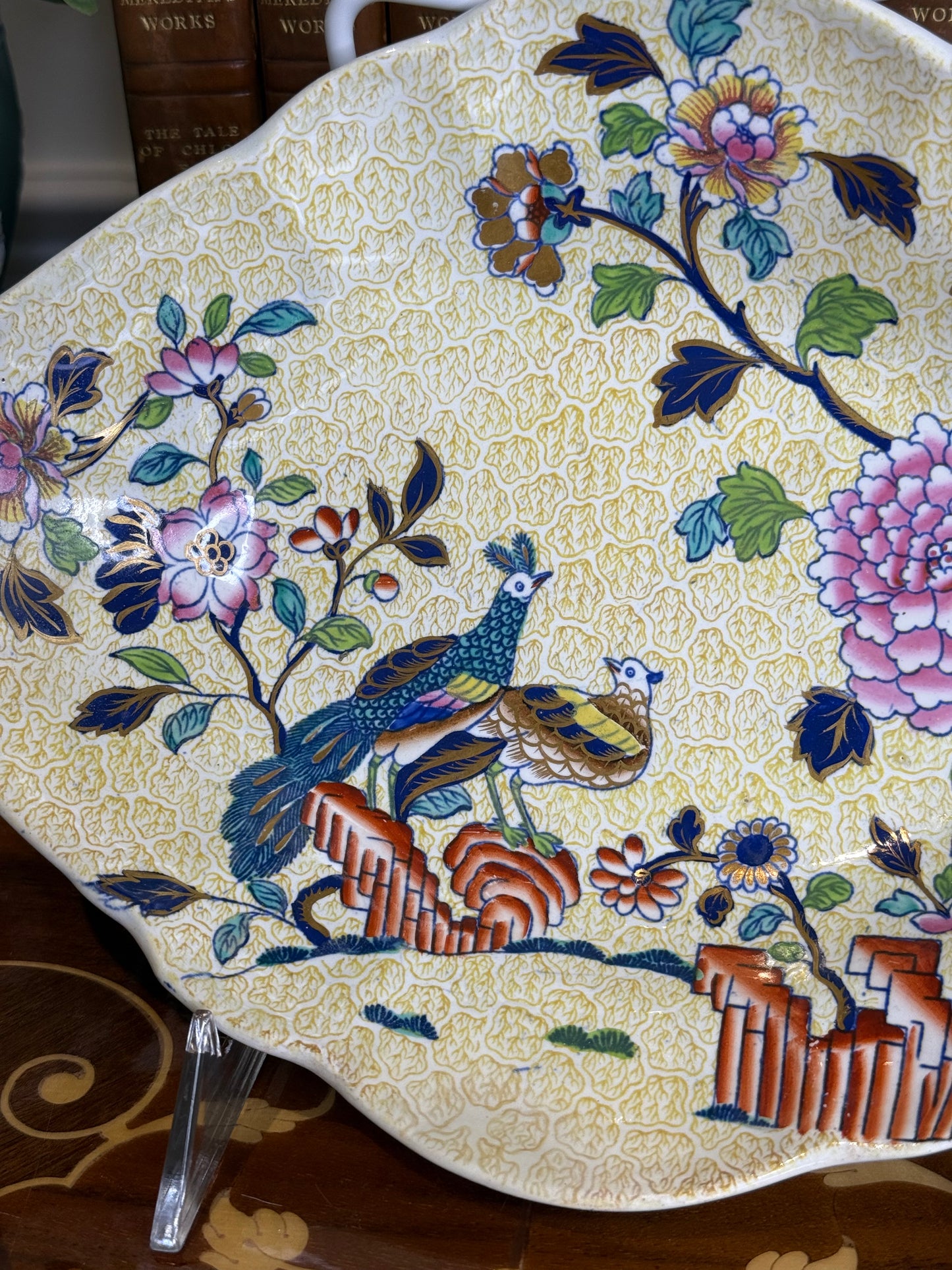RESERVED - CASEY - Antique Copeland & Garrett “Peacock & Parsley” Diamond Dish, c.1833–1847 | Transferware Serving Dish | 10.5” x 7.5” | #DA4527