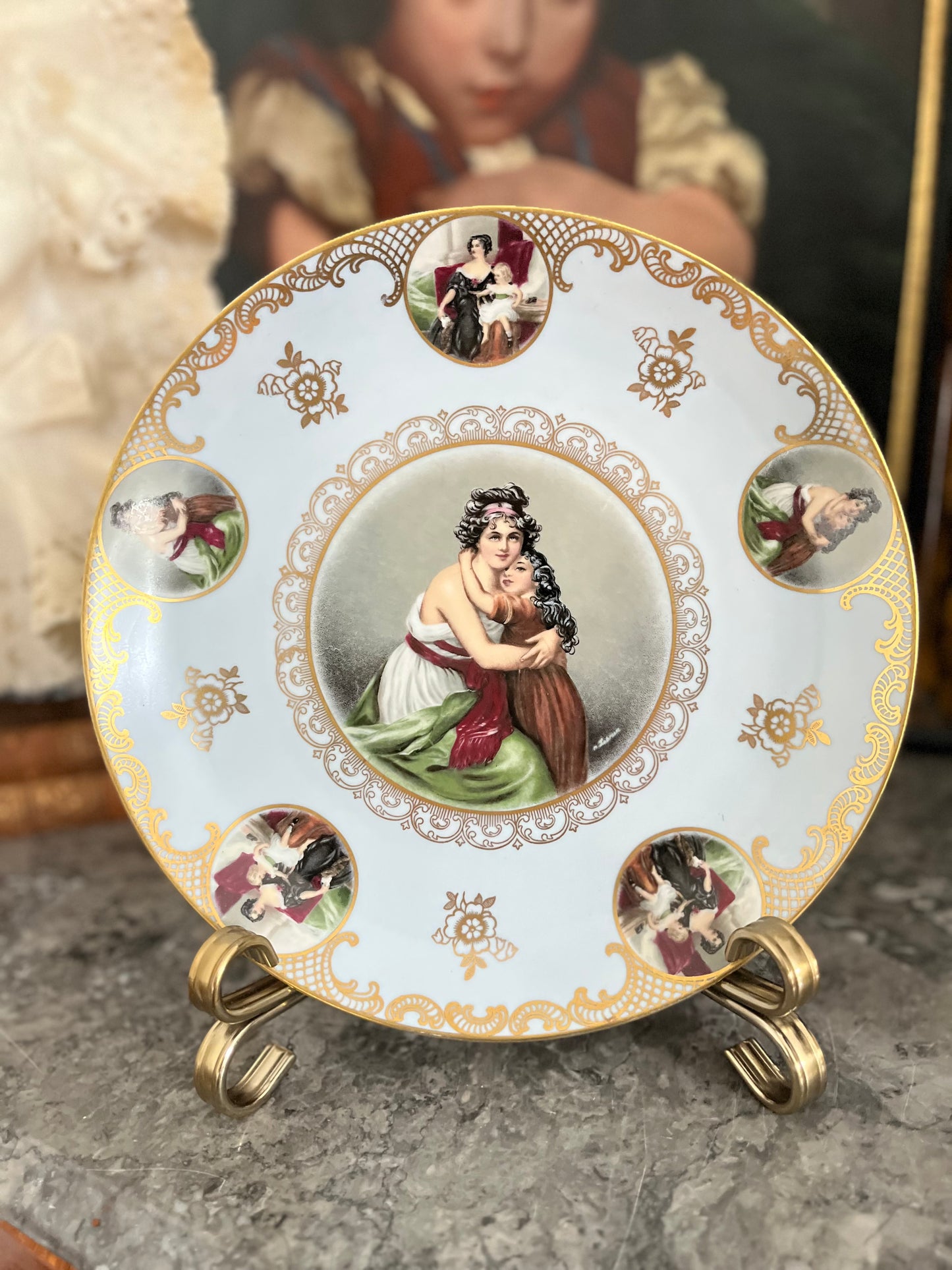 A Touch of Gilded Romance – Multi-Portrait Cabinet/Wall Plate