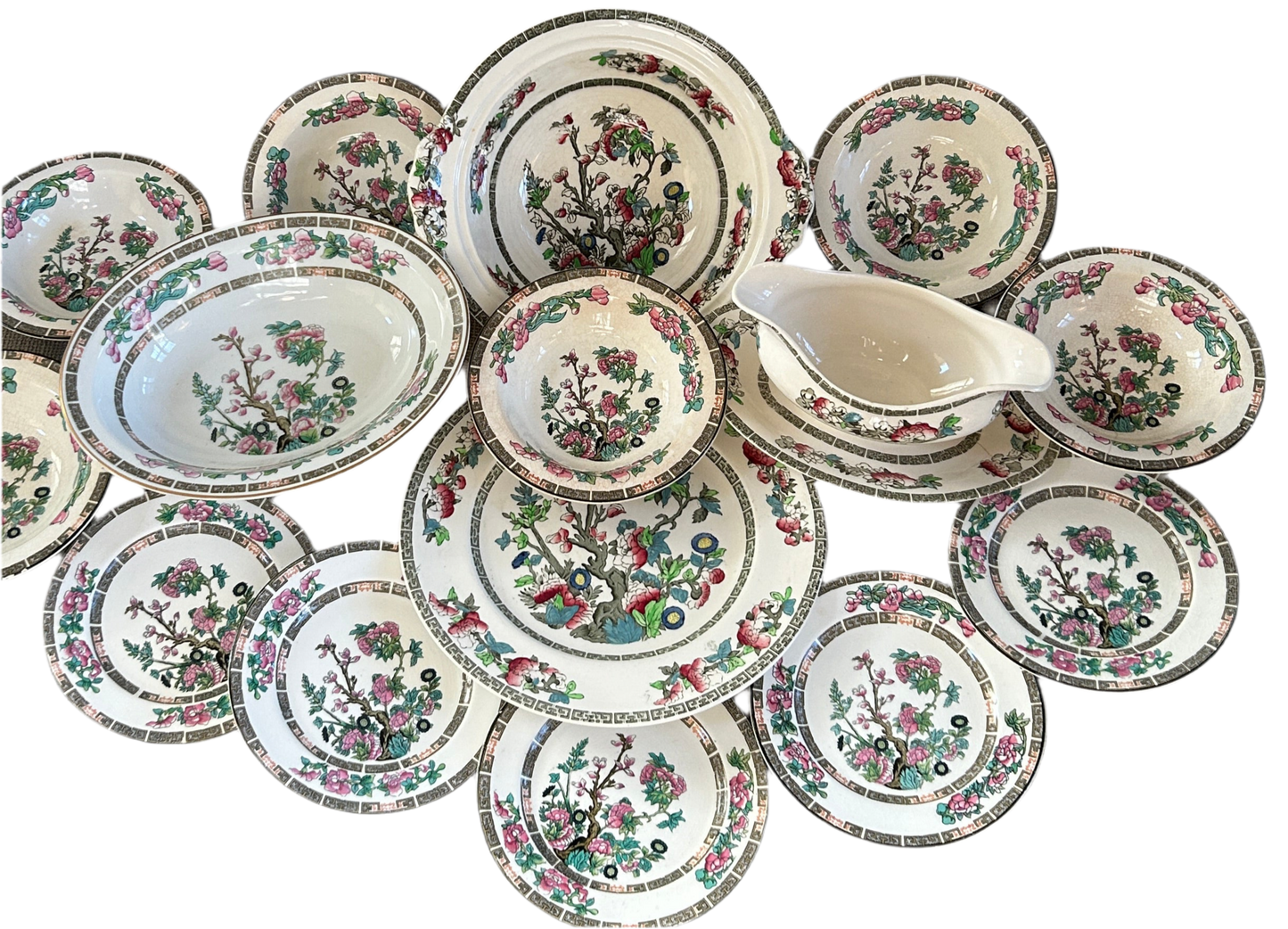 Antique Maddox and Johnson Brothers of England Indian Tree 12 piece set bundle