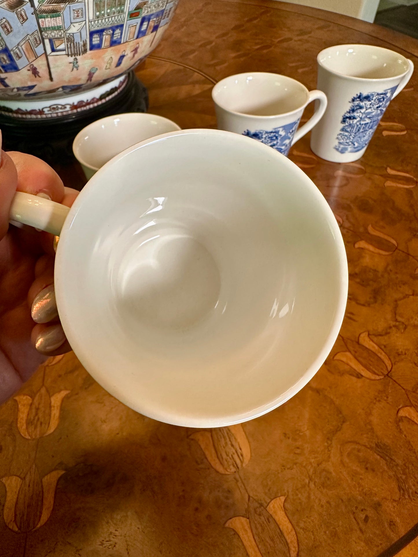 Vintage Liberty Blue Mugs | Set of 4 | Enoch Wedgwood Bicentennial Transferware
