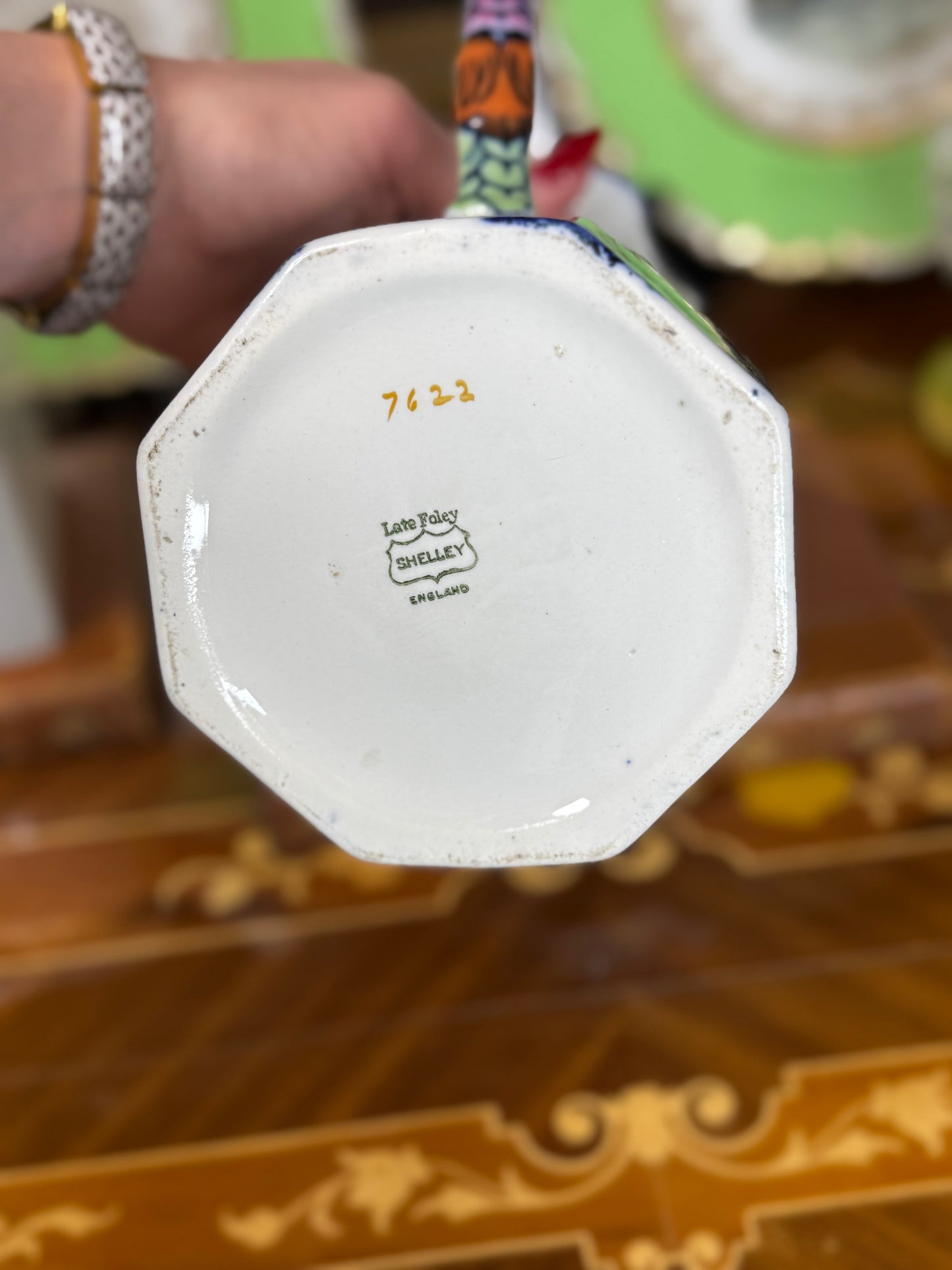Shelley “Late Foley” Ironstone Jug, c. 1890 – Polychrome Floral with Bird Motif, Staffordshire