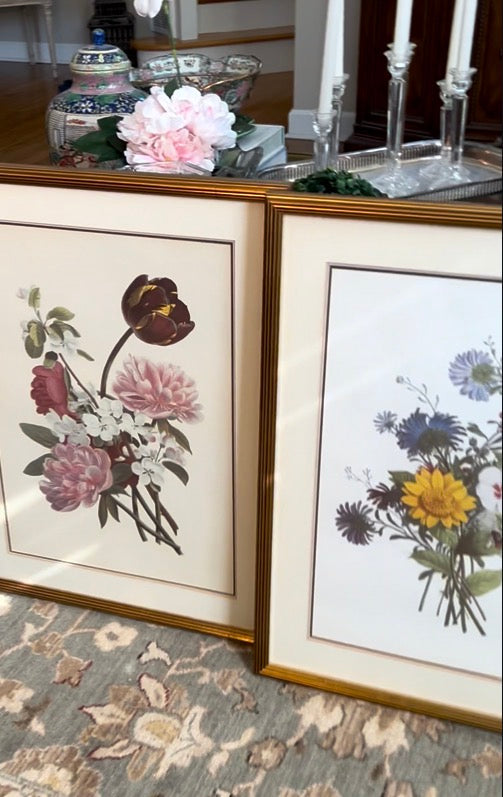 Beautiful set of two vintage botanical lithography and style wall art 25 x 19 ea