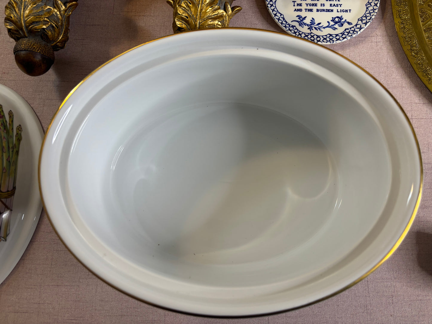 Gorgeous Evesham Royal Worcester Large Covered dish with gold handles!
