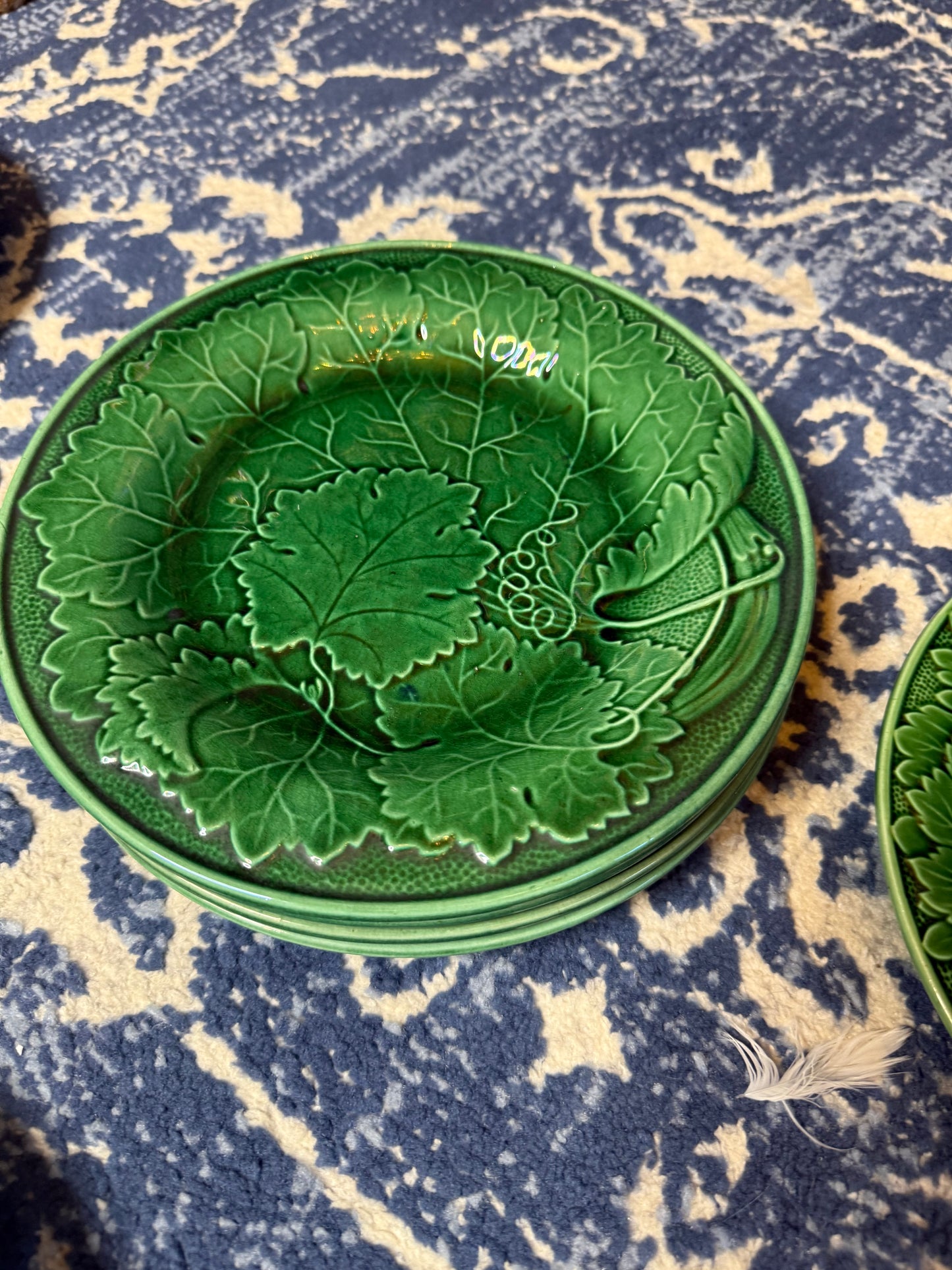 ANTIQUE FRENCH MAJOLICA SET (4), 9"D STYLE #DA4480