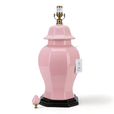 Stunning! Soft Pink Ceramic Ginger Jar Lamp W/Shade, 31” Tall