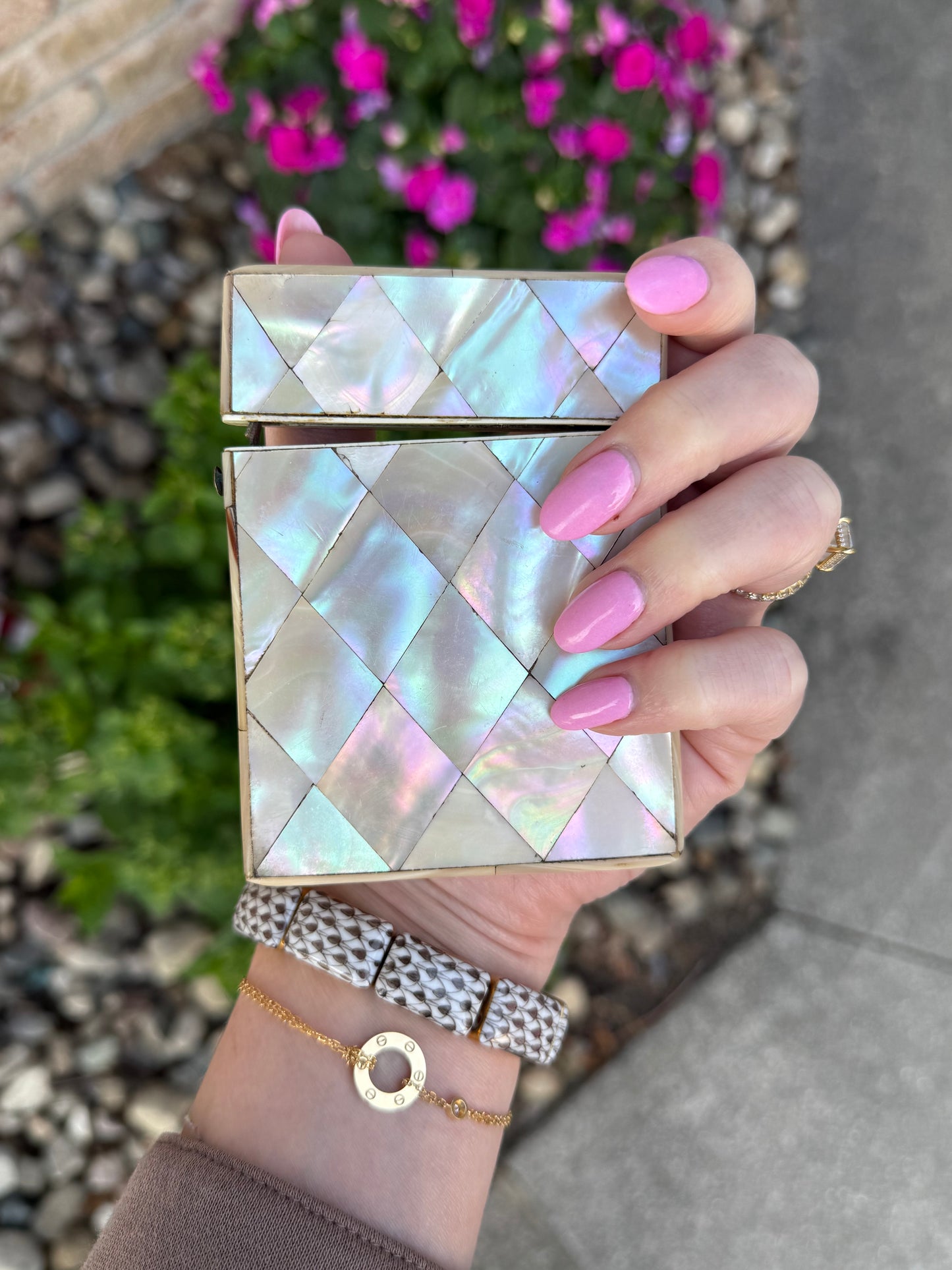 Style C | Antique Mother-of-Pearl Calling Card Case | 4" x 3"