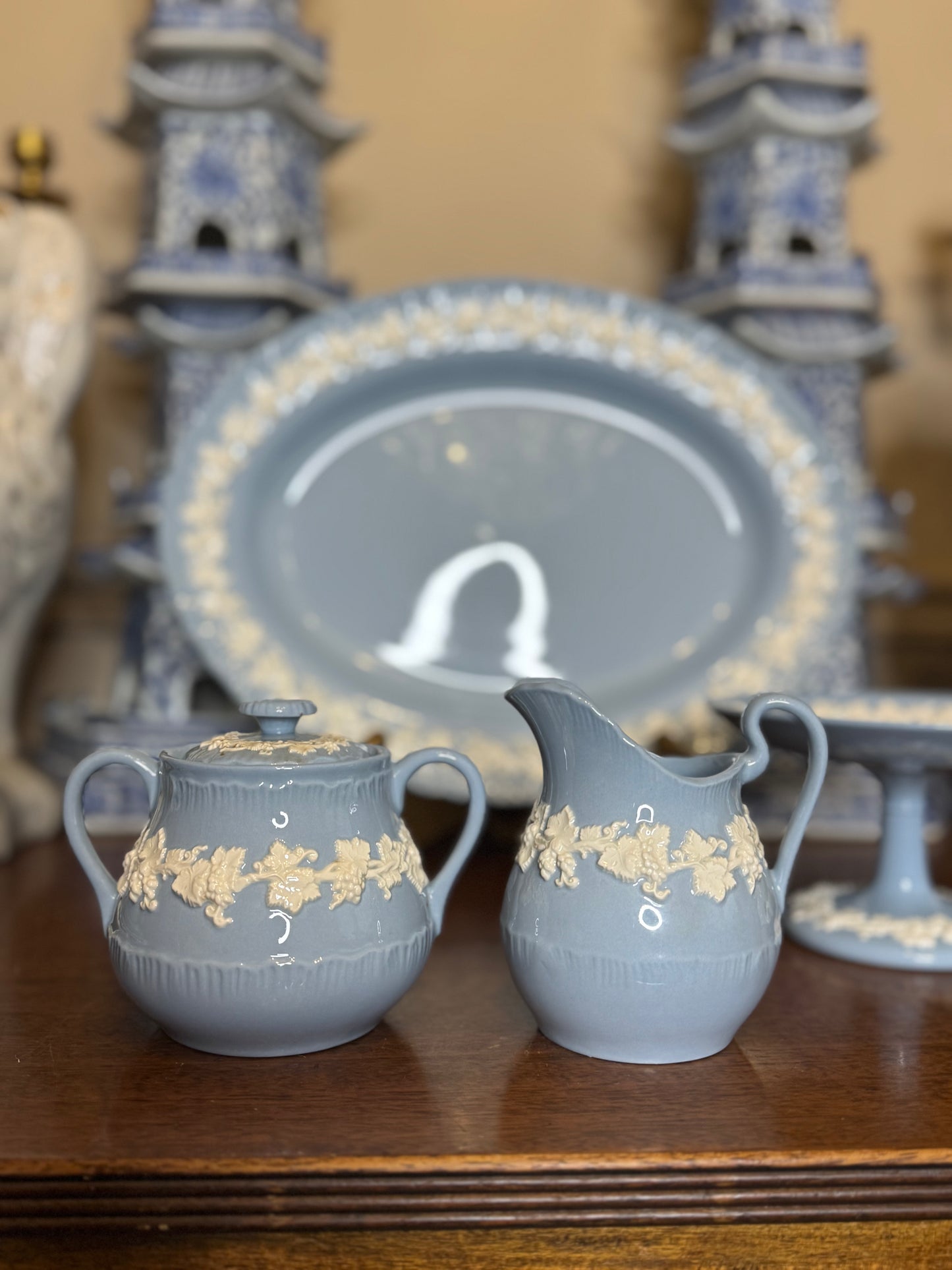 RESERVED - Wedgwood QUEENSWARE creamer + sugar