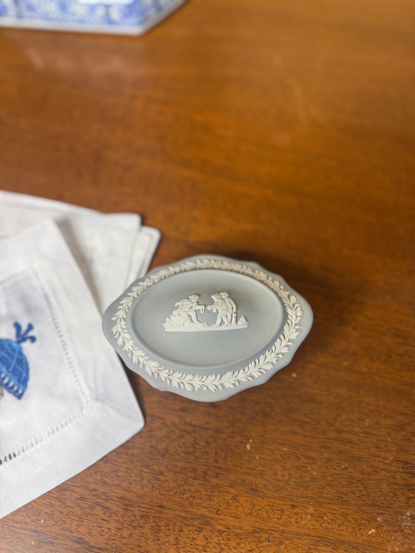 RESERVED - DA4267 - Wedgwood grey Jasper trinket pot STYLE 2