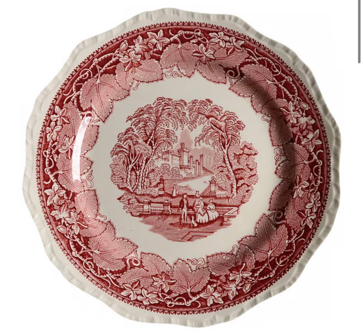 Rare Set of 8 Mason's Vista Pink Red willow dinner plates 10d