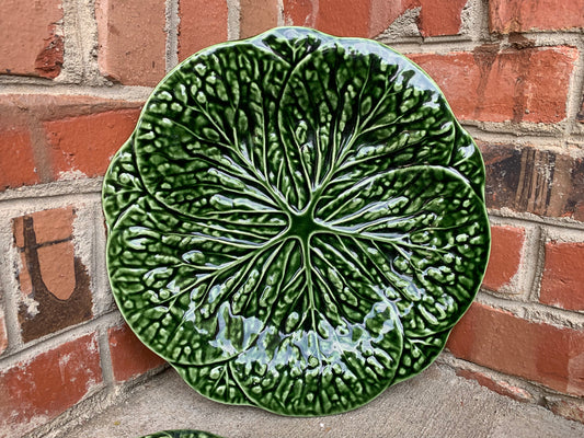 Gorgeous Green Majolica Cabbage Leaf 12” Platter - Excellent condition!