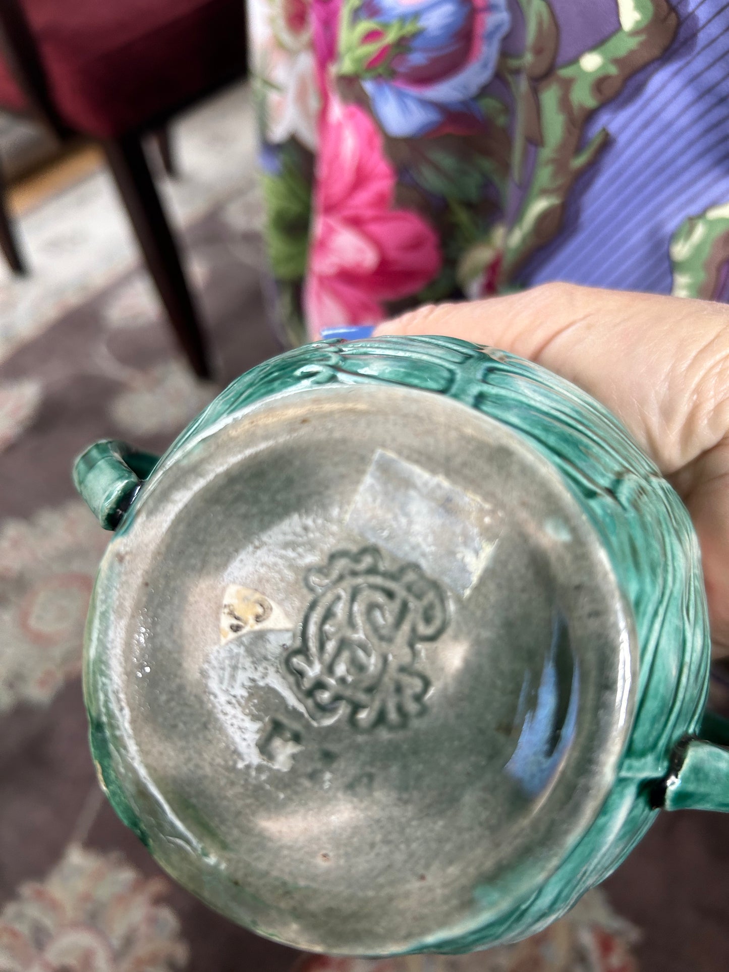 Gorgeous Antique Etruscan Majolica Cauliflower Sugar Bowl from my Collection 5.1/2”tall 7” w