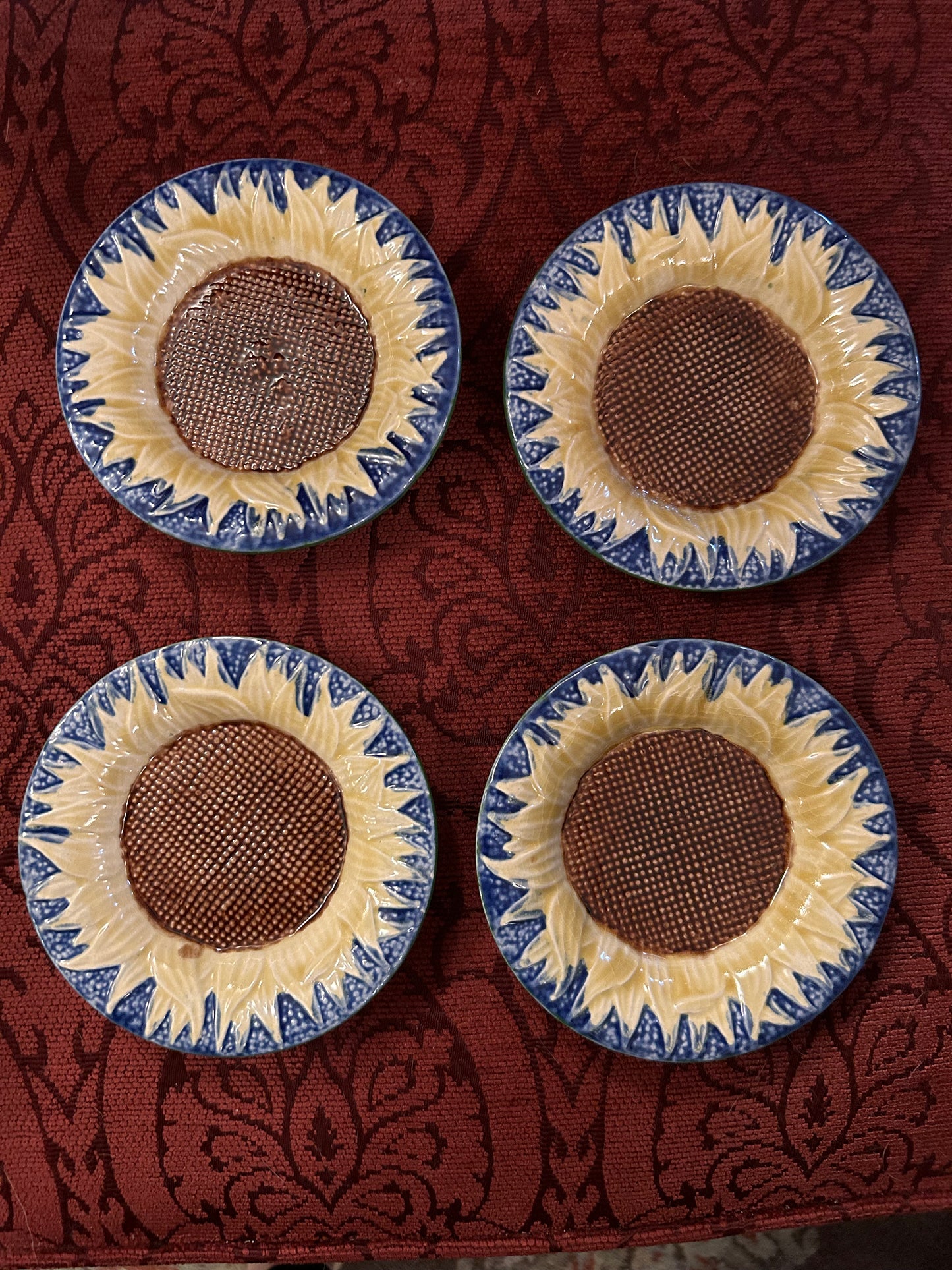 Metropolitan Museum of Art Majolica Sunflower Dishes Sold in Pairs 6 pairs are available