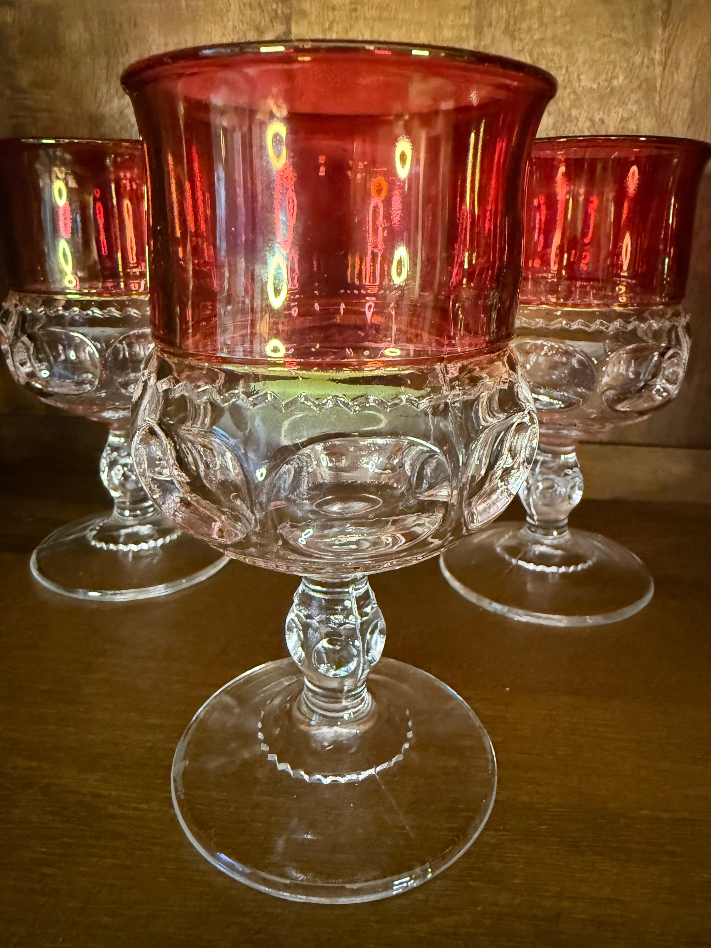 Vintage Set of 5 Cranberry Wine Clarets