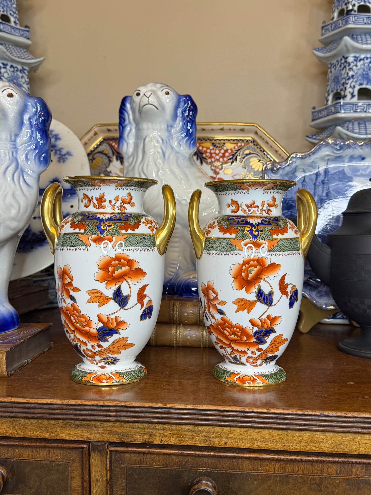 Antique Pair of Copeland Imari pattern vases, c.1900, STYLE # DA4495