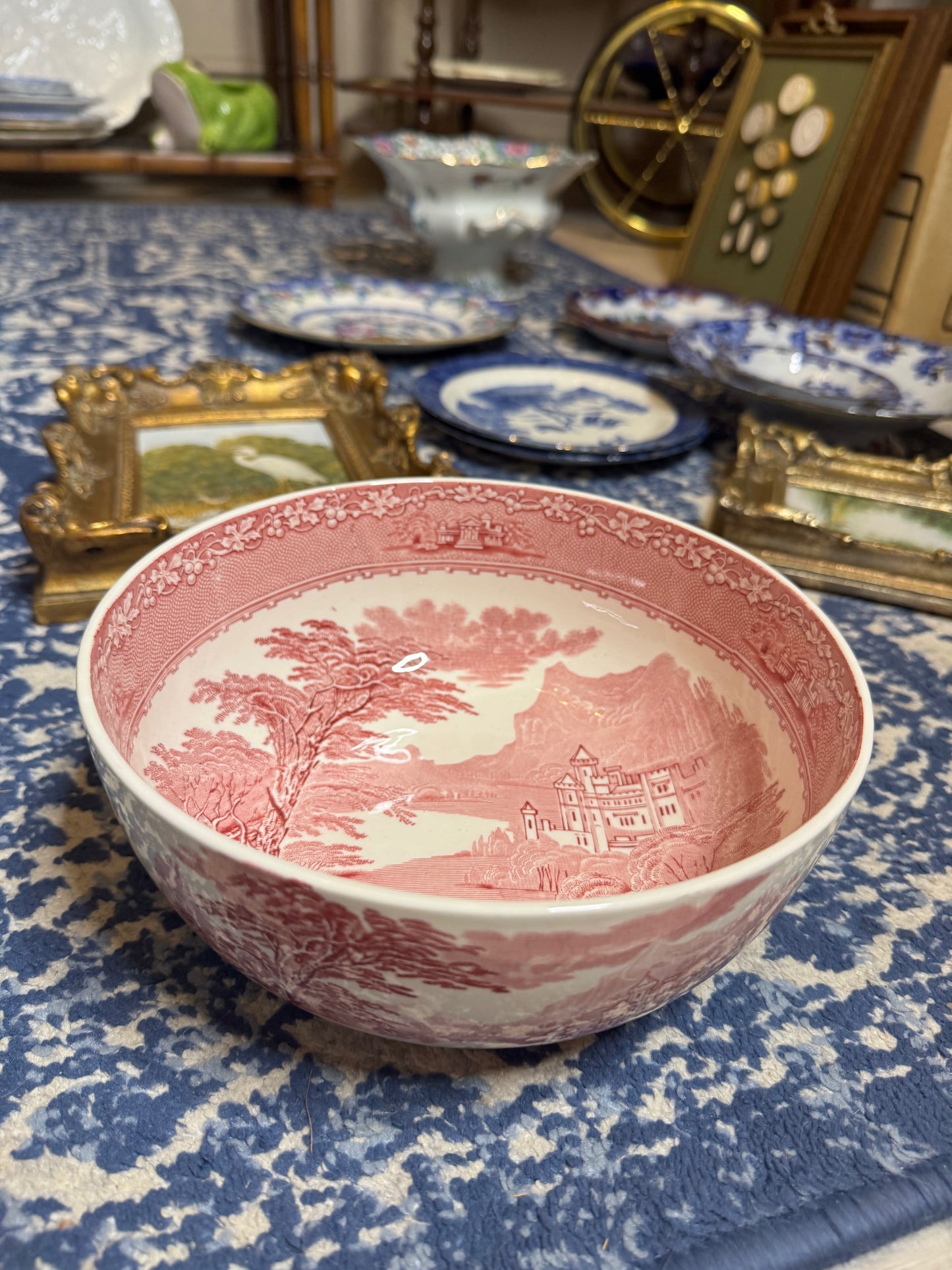 Vintage Royal Staffordshire Jenny Lind 1795 Red Transferware Serving Bowl | England | 8.25”