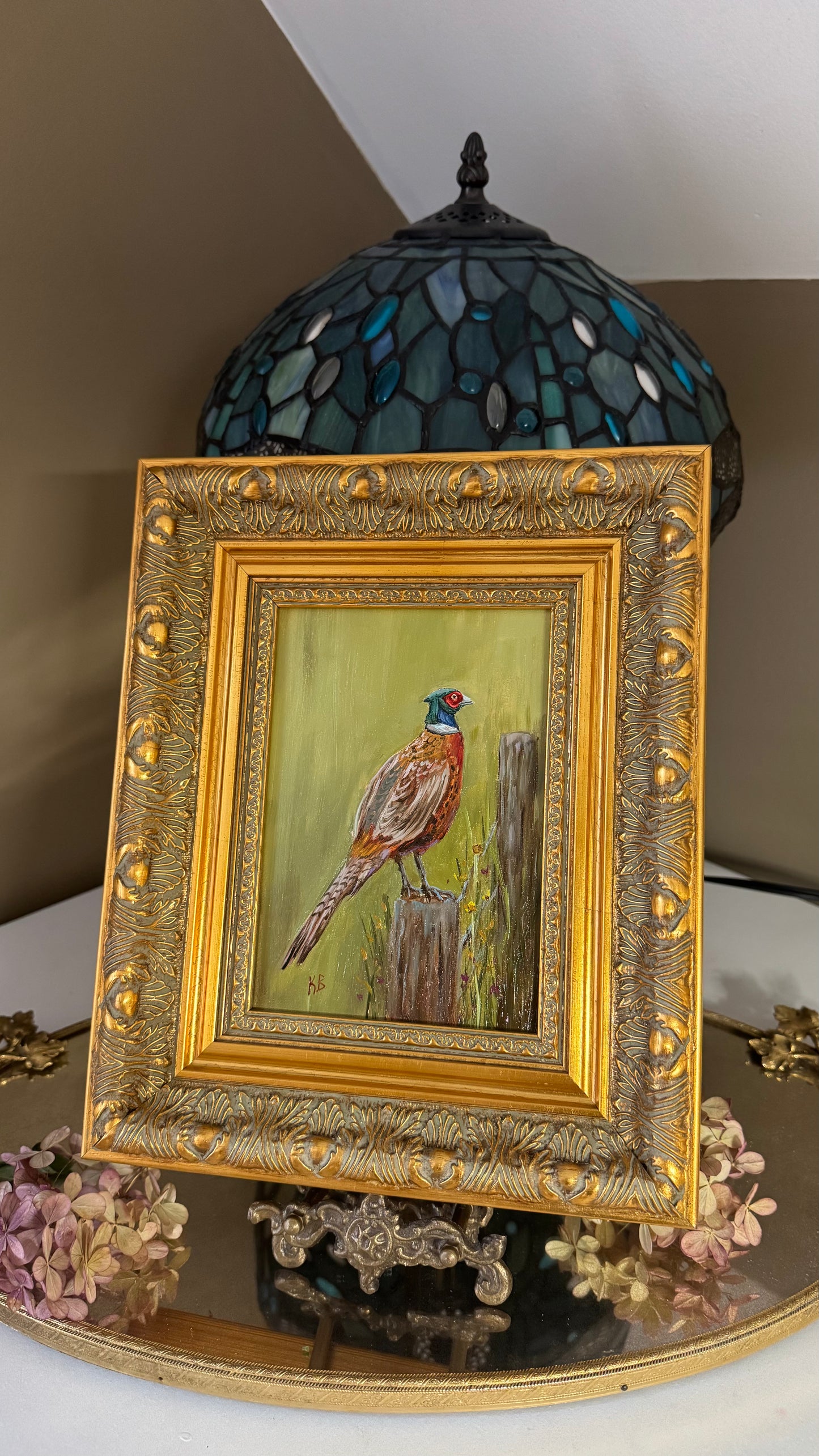 Day 19 Original oil painting of a pheasant bird 9x11”