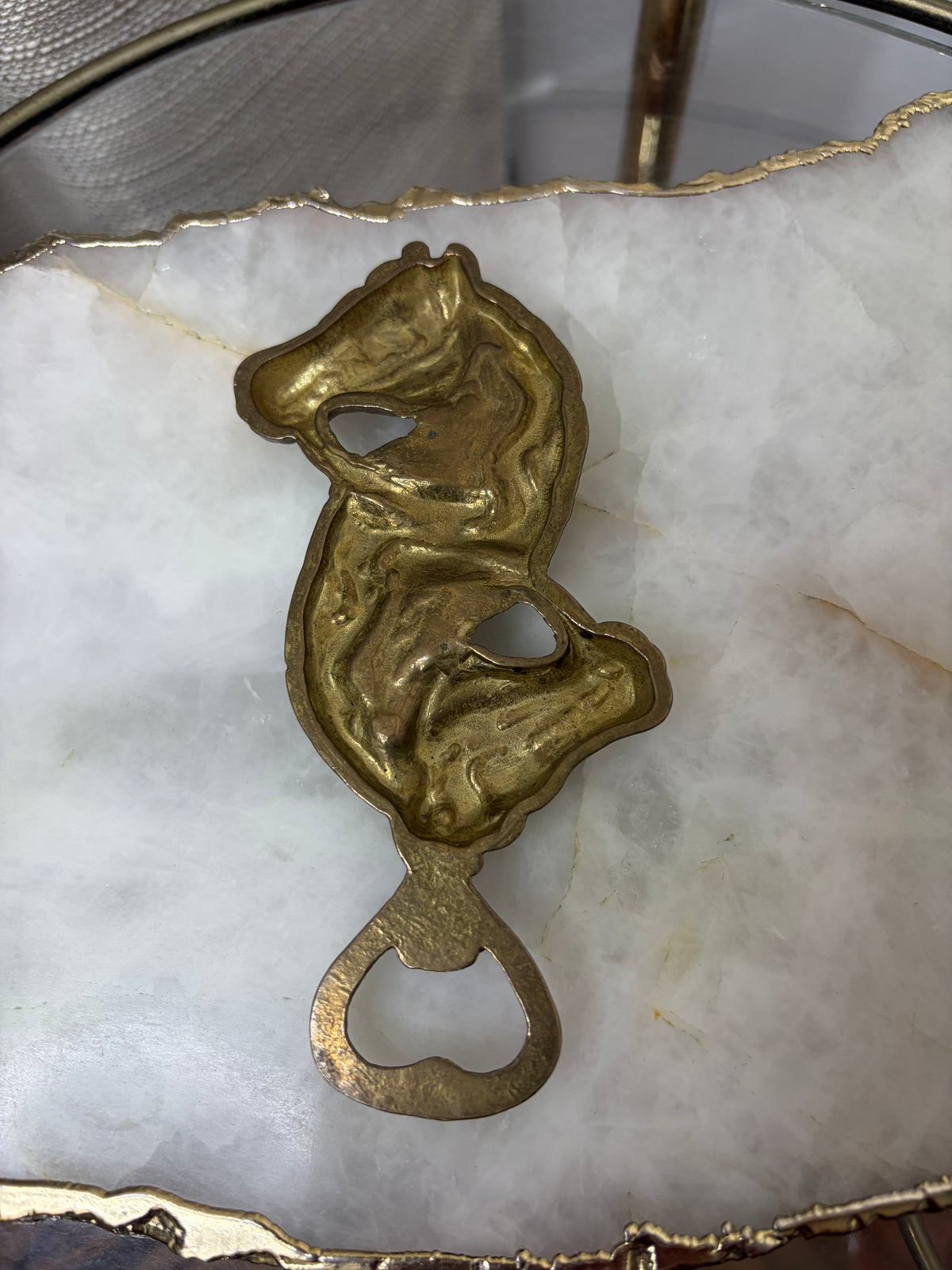 Brass horse head bottle opener!