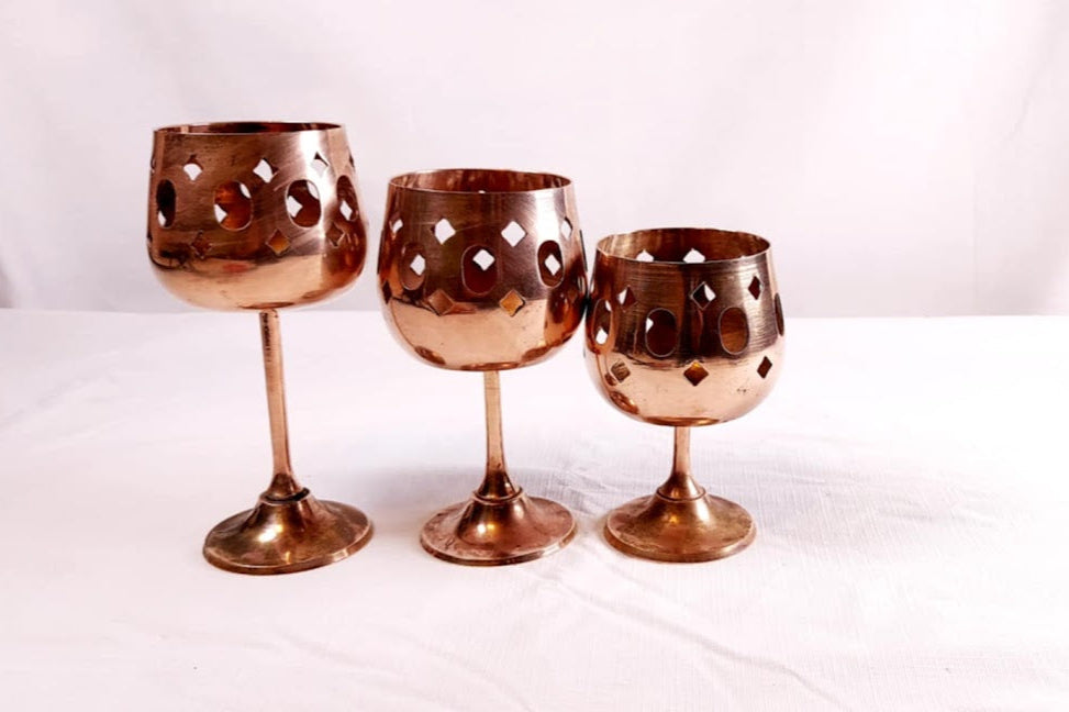 Vintage Brass Candle Holders, Set of Three