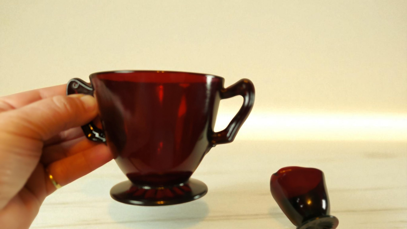 Ruby Red Creamer and Sugar by Anchor Hocking