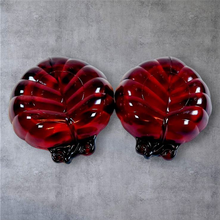 Royal Ruby Red, set of 2 Ashtrays, trinket dish or candy dish