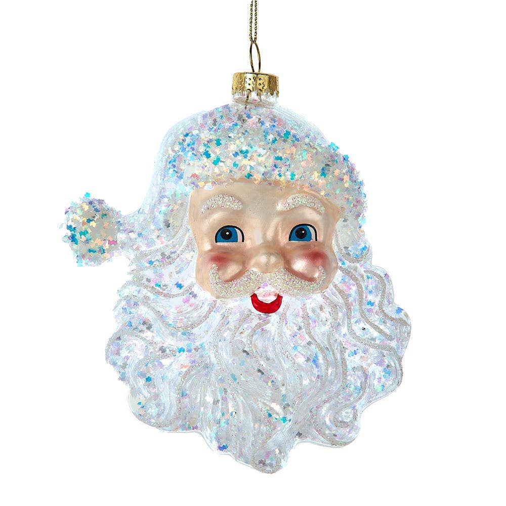 5.5"GLASS SANTA HEAD ORN | 5.5" Long