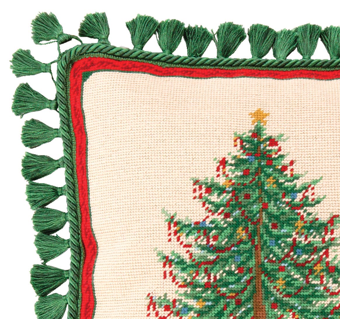 Classic Christmas Needlepoint Pillow - Sally Eckman Roberts