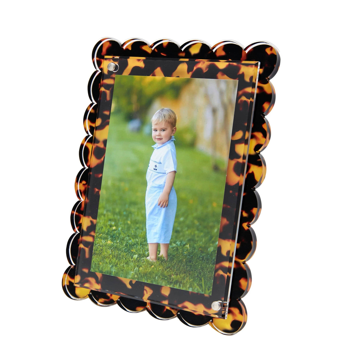 Tara Wilson Designs | Tortoise Scalloped Acrylic Frame | Fits 5" x 7" Photo