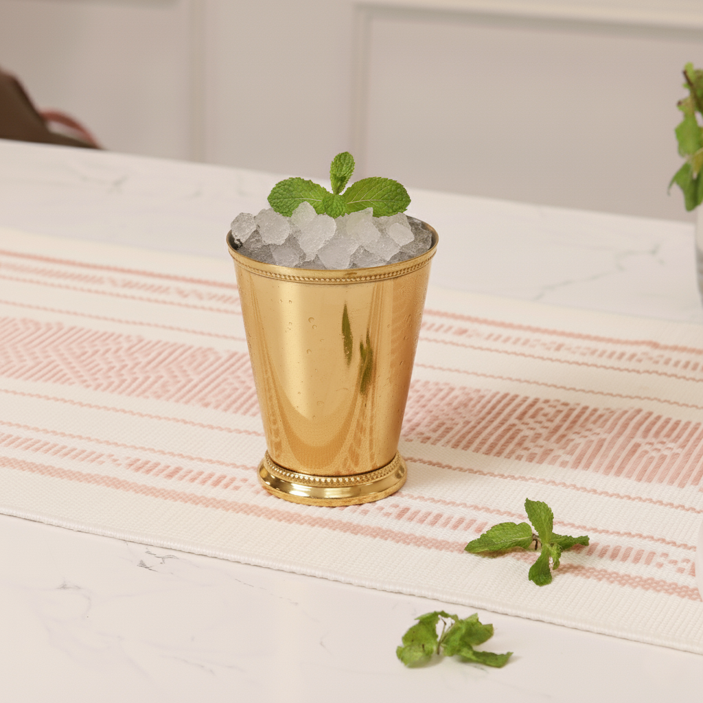 Large Steel Mint Julep Cup (12 oz) | Handcrafted Gold -Tone Vase & Floral Arrangement Holder