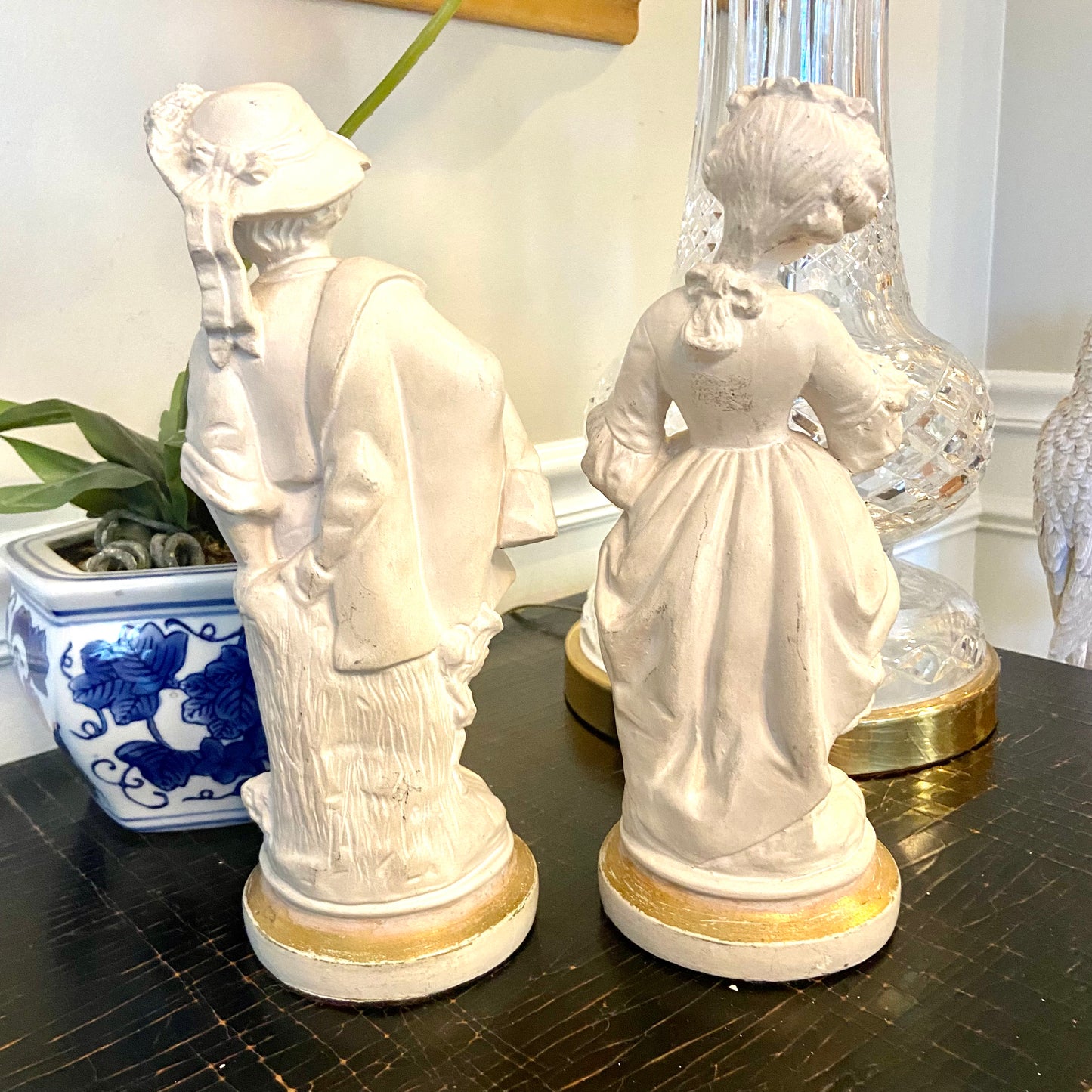 Statuesque Set of two vintage Girl & Boy statues