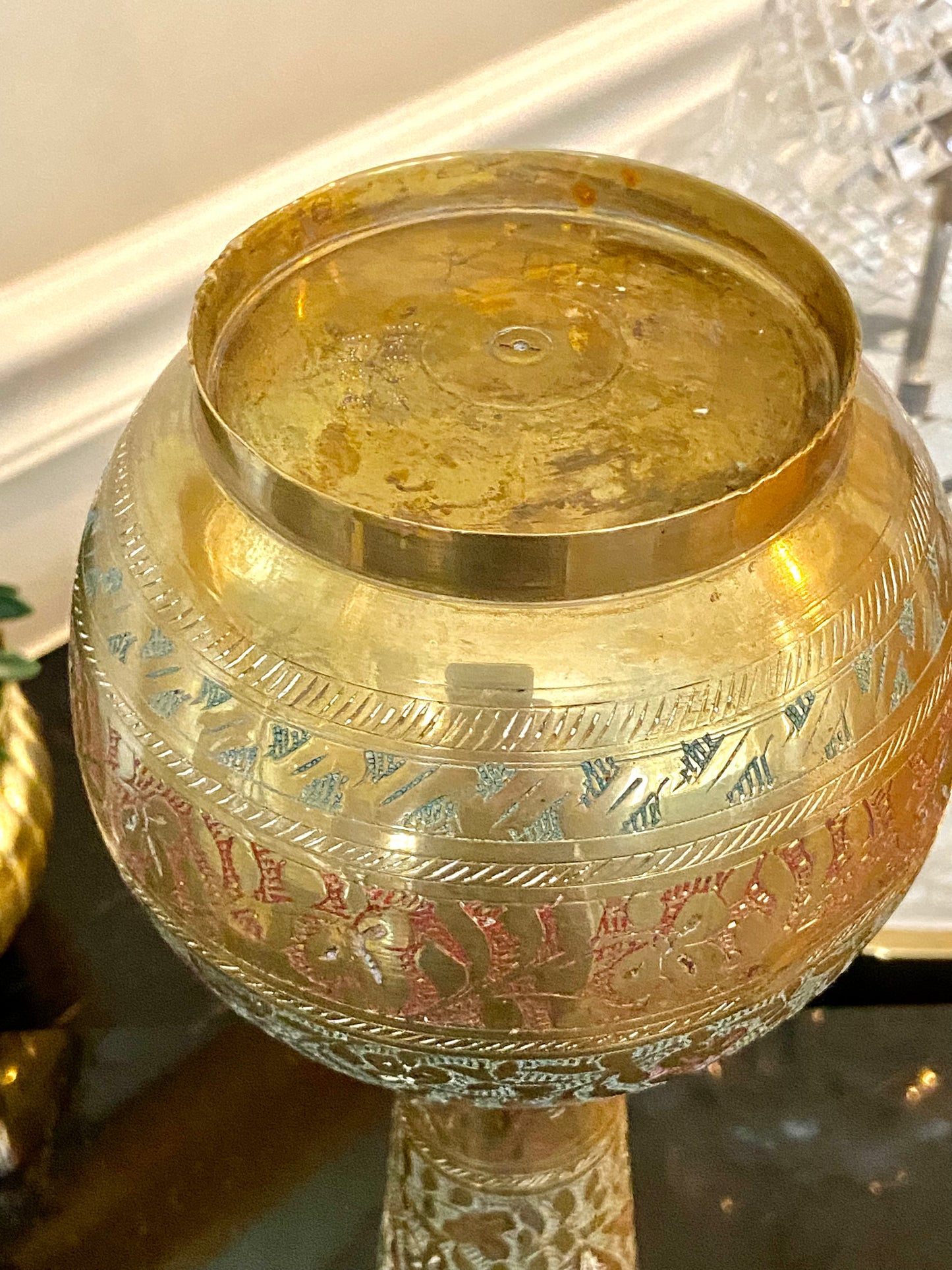 Vintage brass cloisonné tall vase