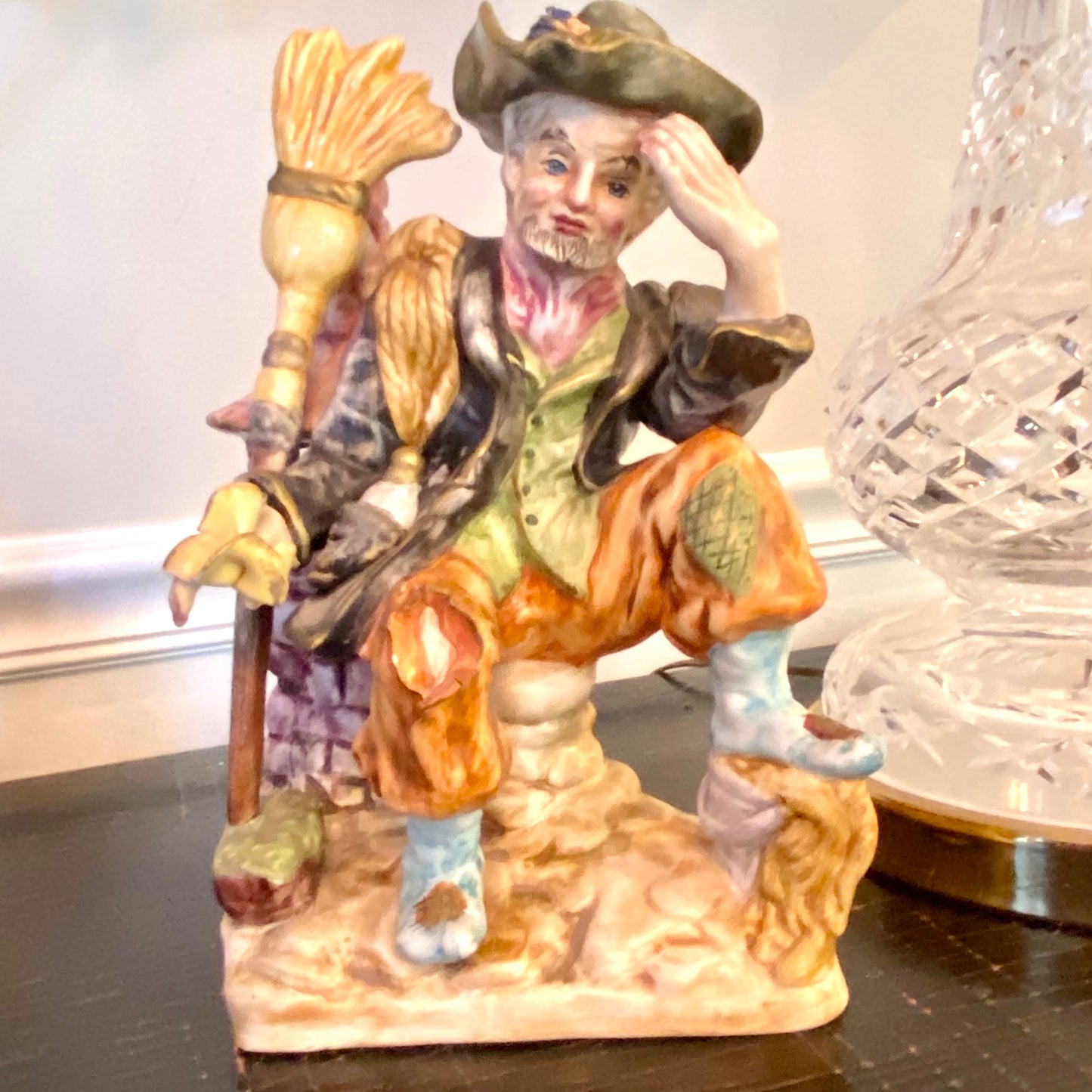 Handsome vintage Italian porcelain hand painted statue figurine