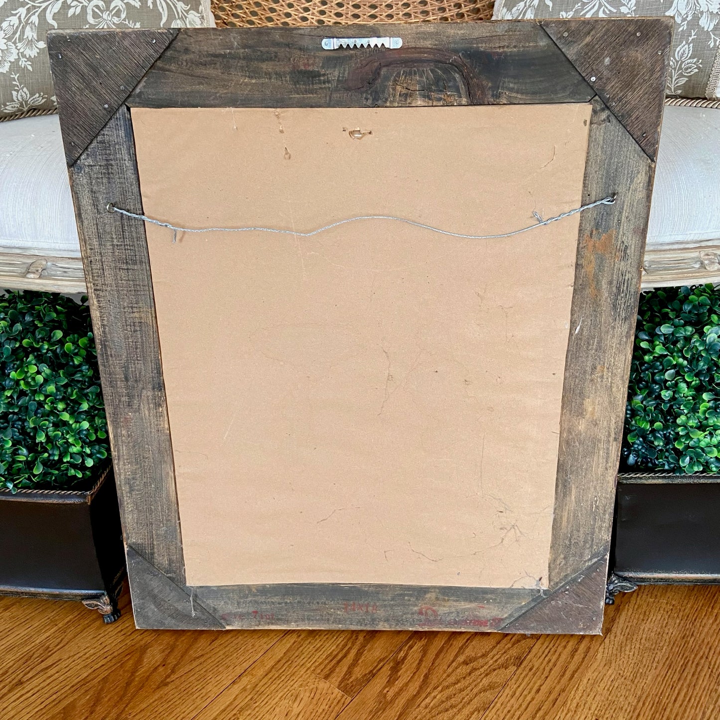 Beautiful Vintage birch tree & botanical wall art baroque frame 28x20”