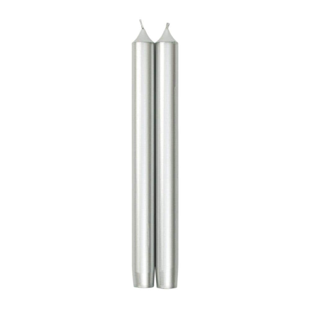 Straight Taper 10" Candles in Silver - 2 Candles Per Package